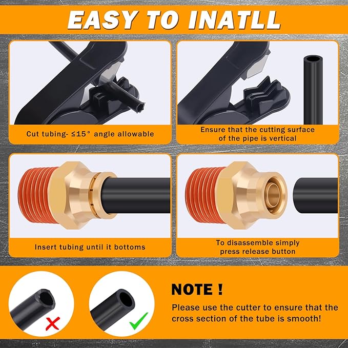 14 Pcs 1/4" Brass DOT Air Line Fittings Kit 1/8" 1/4" DOT Push Lock Air Fittings NPT Thread & Quick Connect Air Hose Fittings Kit