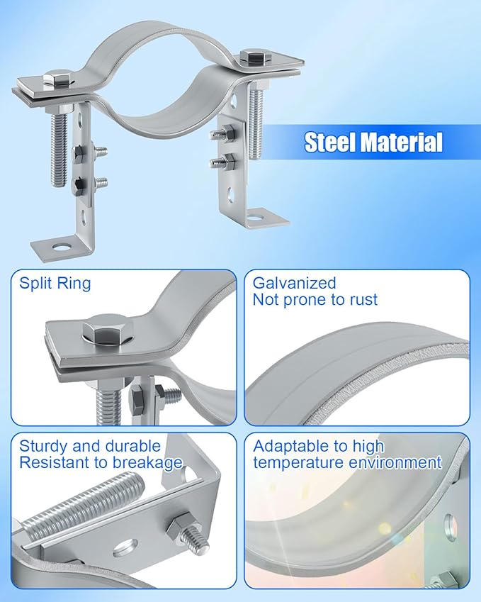 3 Inch Adjustable Pipe Bracket, B Vent Wall Bracket Chimney Pipe Support Clamp Round Gas Vent Strap, Heavy Duty Split Ring Hanger, 2 Pieces