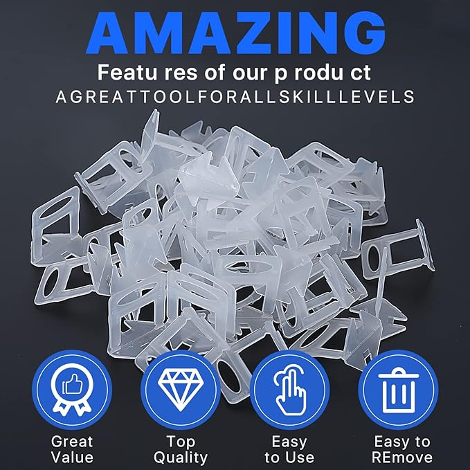 4500 Pcs Tile Leveling System Clips 1/16" (1.5mm) for Ceramic Tile and Stone Installation - DIY Tile Leveler Spacers Kit for Perfect Alignment(4500, 1/16)