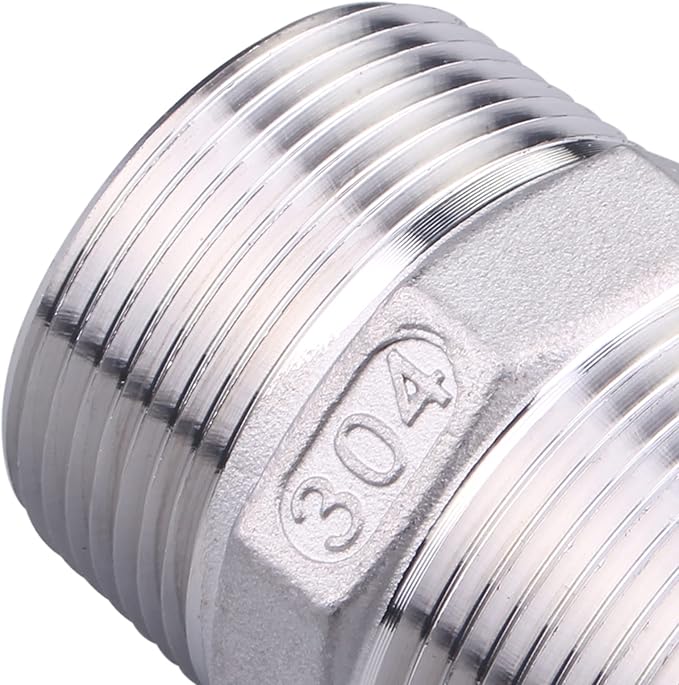 Hex Nipple 1-1/4" Male Pipe - Stainless Steel 304 NPT Threaded Adapter Pipe Fitting for connector line gas garden water coupling
