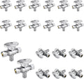20-Pack Foskan Dual Outlet Angle Stop Valve,1/4 Turn Shut off Valve,1/2" PEX x 3/8" OD x 3/8" OD,Chrome Plated Brass