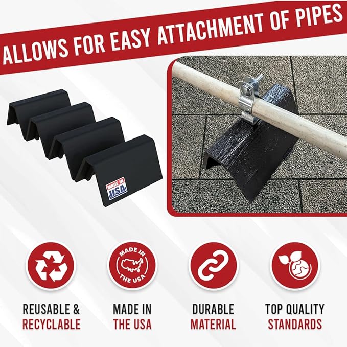 USA-Made Rooftop Pipe Support CTL – 4 Pack - 6" Pre-Cut Heavy-Duty Block - 150 lbs Capacity - Strongest on the Market - Cradle Saddle for Pipes, Rooftop Conduit Support - Eco-Friendly Recycled Plastic