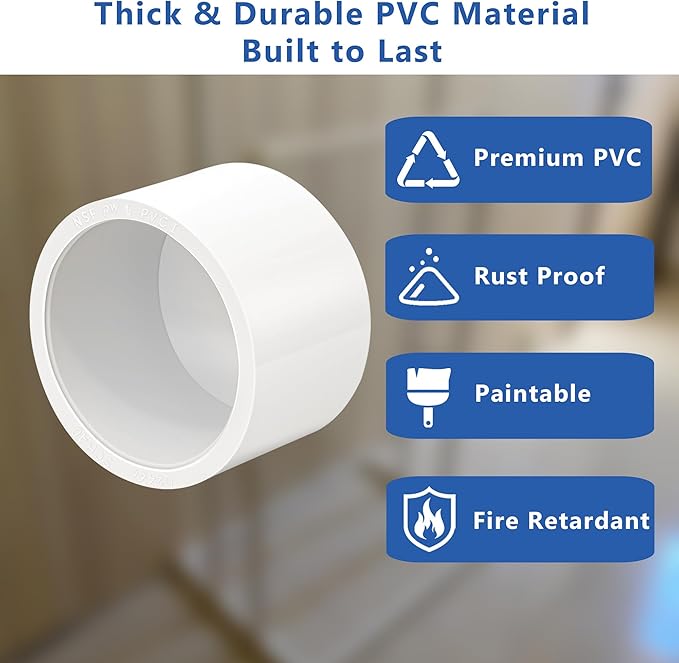 1 inch PVC Fitting End Cap, 10-Pack Pipe Elbow Connectors, Furniture-Grade SCH40 PVC Pipe Fittings for Greenhouse, Frames, Sheds, Pet Beds, Pet Enclosures, Hydroponic and Tent Structures