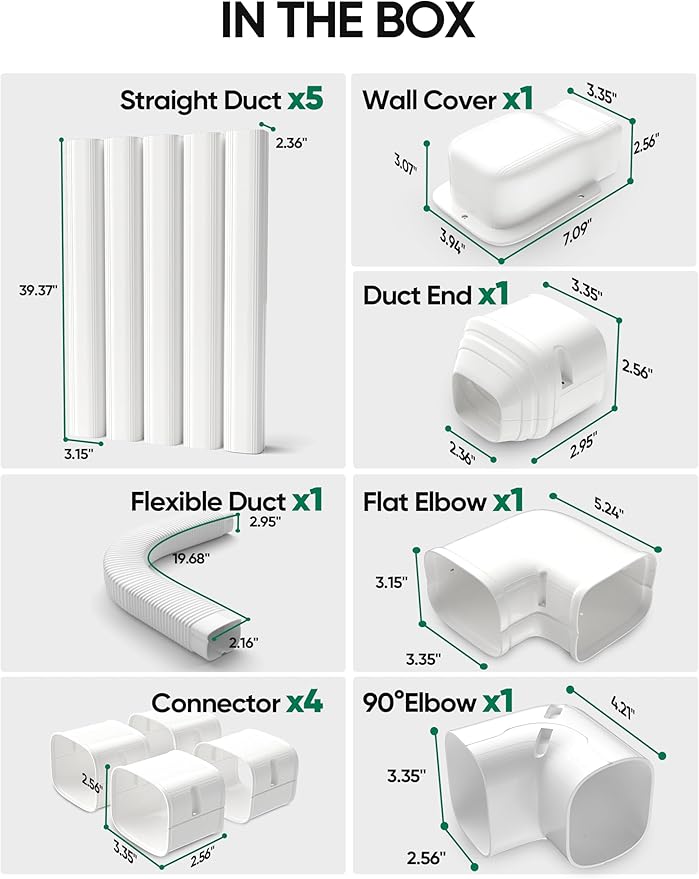 3" 19Ft Mini Split Line Set Cover, PVC Ductless Air Conditioner Decorative Pipe, Pump Covers, AC Line Cover Kit, for Outside Units Air Conditioners & Heat Pumps, All in One Set