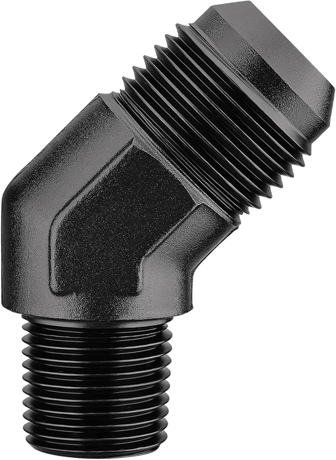 EVIL ENERGY 12AN Male Flare to 1/2" NPT Pipe 45 Degree Fitting Adapter Aluminum Black