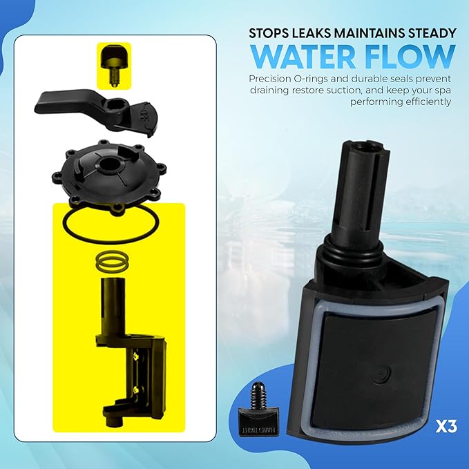 Replacement 4720 Diverter Valve 3-Pack with O-Rings Repair Kit – Works with 1.5" and 2" Diverter Valves – Compatible with 2 & 3 Port Gray Pool Spa Valves – Durable Seals & Easy Install