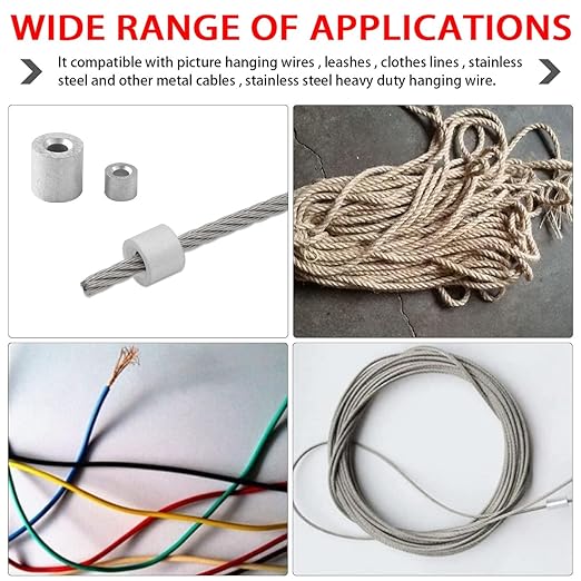 100PCS 1/16" (1.5mm) Wire Rope Sleeve, Aluminum Crimping Loop Sleeve for Wire Rope and Cable Ferrule