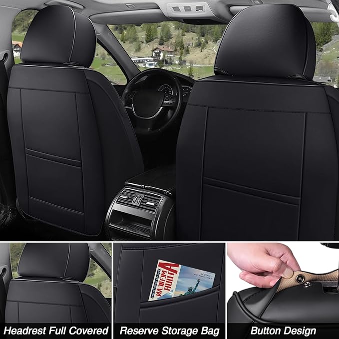 Car Seat Covers for Jaguar E-PACE 2018-2024,Breathable Nappa Leather Car Seat Protector,Full Seat Cover Automotive Seat Cushion with Airbag Compatible(5 Seats,Black-White)