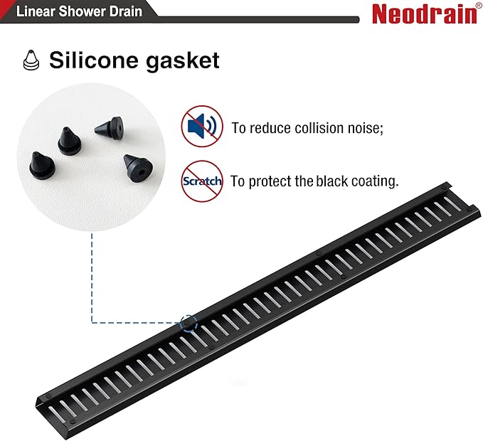 Neodrain 36" Matte Black Bathroom Linear Shower Drain with Removable Capsule Pattern Grate, 304 Stainless Steel Shower Floor Linear Drain- CUPC Certified with Hair Strainer