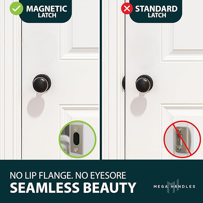 Mega Handles Magnetic Tubular Door Latch - 3 Inch Magnetic Exterior Door Latch, Standard Door Latch Replacement Suitable for Every Door Handle & Knob Brand - Satin Nickel