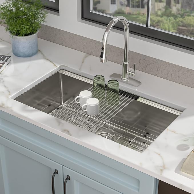 32 Inch Undermount Kitchen Sink - Fulorni 32"x19" Kitchen Sink Undermount 16 Gauge 304 Stainless Steel Ledge Workstation Under Counter Single Bowl Basin