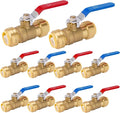 HeSun 10-PCs 3/4 Inch Push Fit PEX Ball Valve, Push-to-Connect Full Port Shut-off Valve for Hot and Cold Water,with 2 Disconnect Clips, PEX,Copper,CPVC, Blue & Red