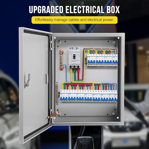 Outdoor Electrical Box, 20x16x8 Steel Junction Box, NEMA 4X Electrical Enclosure Box IP66 Waterproof & Dustproof, Universal Electrical Project Box with Lock & Mounting Plate