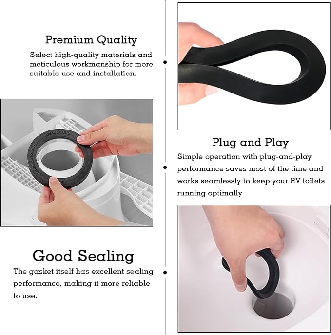 385311652 RV Toilet Seal & 385311658 RV Toilet Flush Seal Kit for Dometic 300/310/320, RV Toilet Seal Kit, Solve Leakage Problem, 2-in-1 Combo Kit