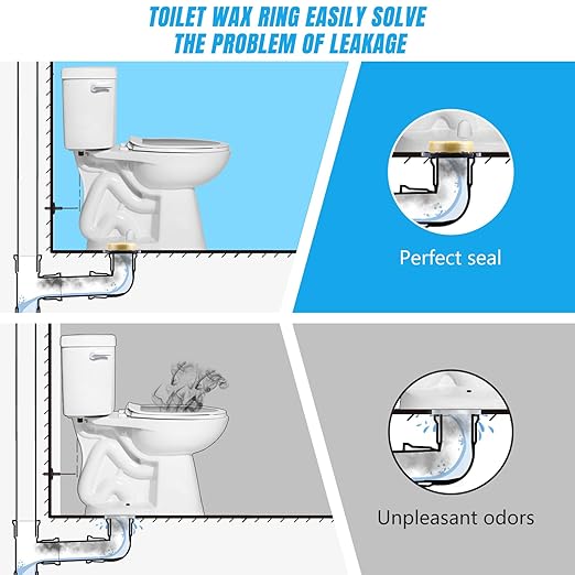Toilet Wax Ring 2 Pack, Wax Ring for Toilet Base with Polyethylene Flange for 3 Inch or 4 Inch Floor-Mounted Toilet Drain Pipe