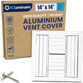 14x14 Inch (Duct Opening) Aluminum 4-Way Air Flow Vent – HVAC Vent Cover for Wall or Ceiling – Quiet HVAC Wall Register - Multi-Shutter Damper – Adjustable Curved Blade - Plastic Seal for Tight Fit
