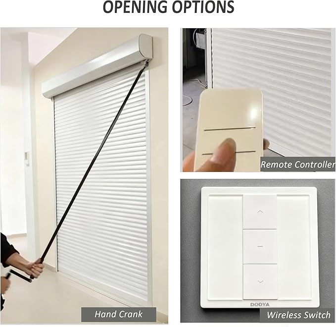 Aluminum Rolling Window Shutter Exterior, Security Roller Blinds Perforated Curtain, Privacy Slats Motorized Retractable Patio Screens (White)