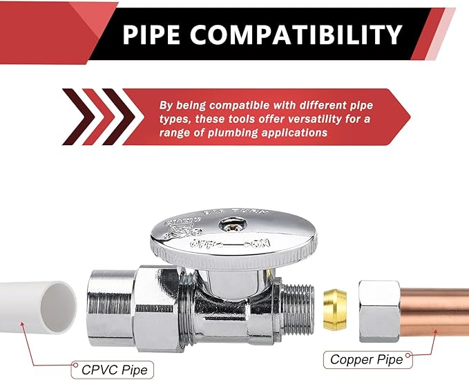 (Pack of 2) EFIELD 1/4 Turn Straight Stop Valve 3/8" OD Compression X 1/2" CPVC Pipe Connection, Chrome Plated Brass,(VALVE073)