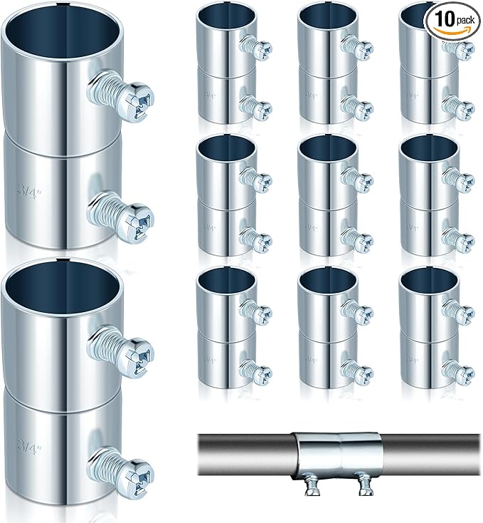 Gisafai 10 Pc 3/4 EMT Coupling Conduit Fittings Screw Coupling for 3/4 Inch Electrical Fittings Galvanized Steel EMT Conduit Screw Connector