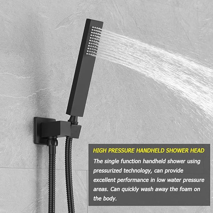 Matte Black Shower System Bathroom Luxury Rain Mixer Shower Combo Set Wall Mounted Rainfall Shower Head System Shower Faucet Rough-in Valve Body and Trim Kit