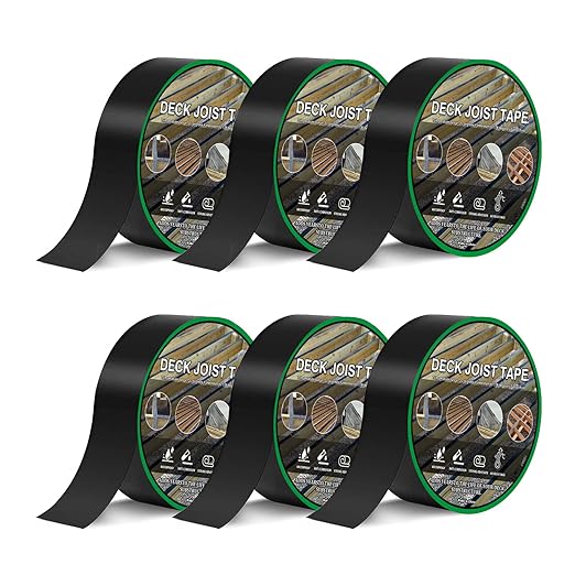 Joist Tape for Decking,6 Rolls 2" X 50' Butyl Tape,Weatherproof Butyl Sealant Deck Tape Joist- Deck Flashing Tape for Wood Joists Decks Roof