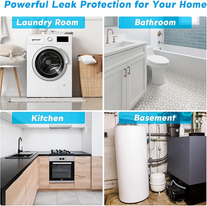Water Leak Detectors for Home, 15 ft Water Sensor, Attachment, Leak Detector Sensor Protect Your Home from Water Damage