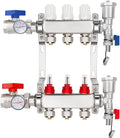 3-Branch PEX/Radiant Heat Manifold ，1/2" PEX Tubing Manifold,304 Stainless Steel Floor Heat Manifold Kit with 1/2" Adapters Included for Hydronic Radiant Floor Heating (3-LOOP)