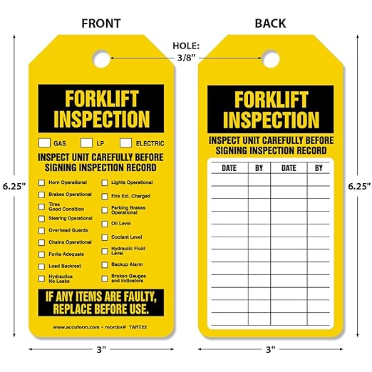 AccuformNMC 250 Inspection and Status Tags by-The-Roll, Forklift Inspection and Status, US Made OSHA Compliant Tags, Waterproof PF-Cardstock, Resists Tears, 6.25"x3", TAR722
