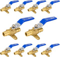 10-Pack Foskan 1/2" Brass PEX Expansion Drop Ear Ball Valve with Blue Handle, Full Port Shut-off Valve for Hot and Cold Water Distribution