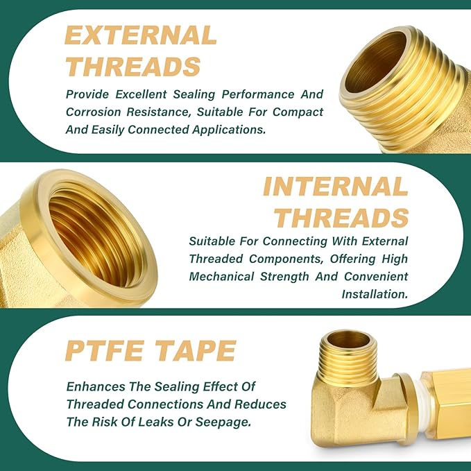 3PCS 3/8" Npt Male to Female 90 Degree Brass Pipe Fittings Barstock Street Elbow, 3/8" Npt Male x 3/8" Npt Female for oils, fuels, gases and liquids