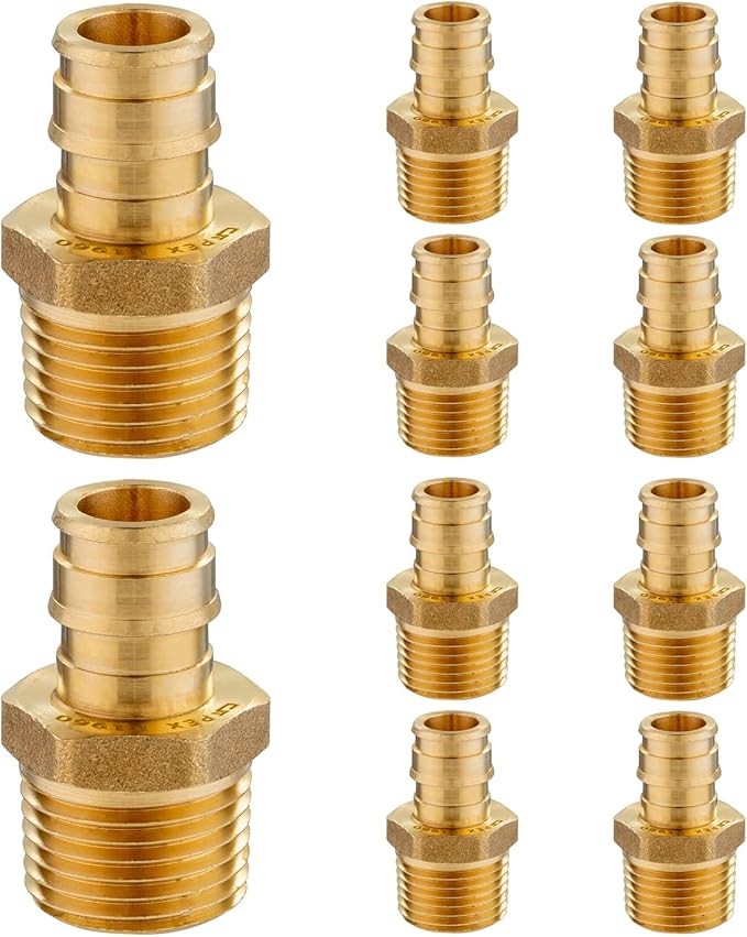 10 Pack PEX-A Fittings, 1/2"x 1/2" Expansion Male NPT Adapter, ASTM F1960 Male Threaded Adapter for A Tubing(PEX1960016)