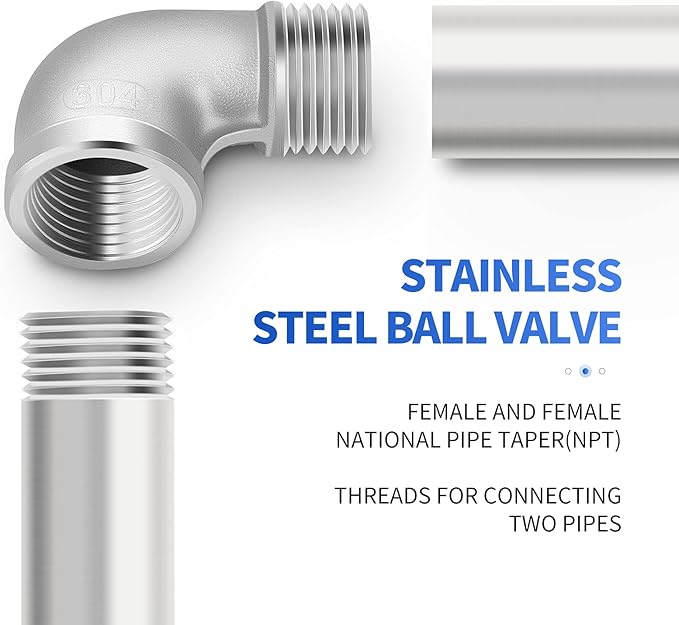 TAISHER 5PCS 304 Stainless Steel 90 Degree elbow,1/2 Inch NPT Male Pipe to 1/2 Inch NPT Female 304 Stainless Pipe Fitting