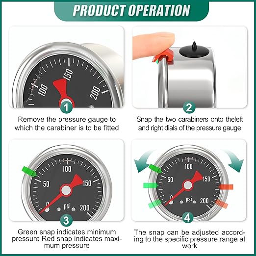 0-200PSI Stainless Steel Glycerin Filled Pressure Gauge 1.5" Black Dial Size, 1/8" NPT Back Mount, for Tube, Water Pump, Gas, Liquid, Pressure Test (with Range Mark Pointer)
