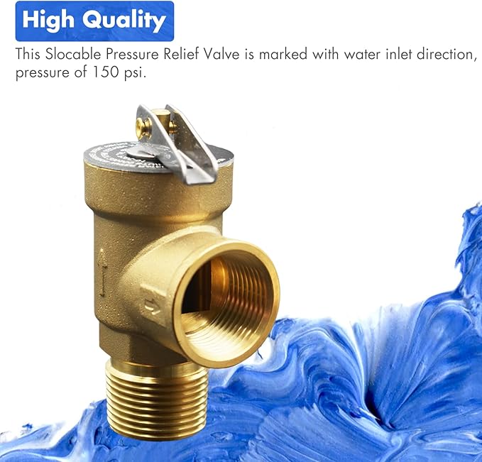 VAV Pressure Relief Valve, 3/4" NPT Female Thread, 150 PSI, Lead-Free Copper, Water Heater Compatible, CSA LISTED