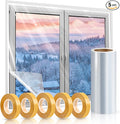 Window Insulation Kit, 63 × 394 Inch Plastic Window Covering for Winter, Window Insulation Film Window Wrap Insulation Windows Winterizing Kit with Double-Sided Tape for 10 Pcs 3 x 5 Ft Windows