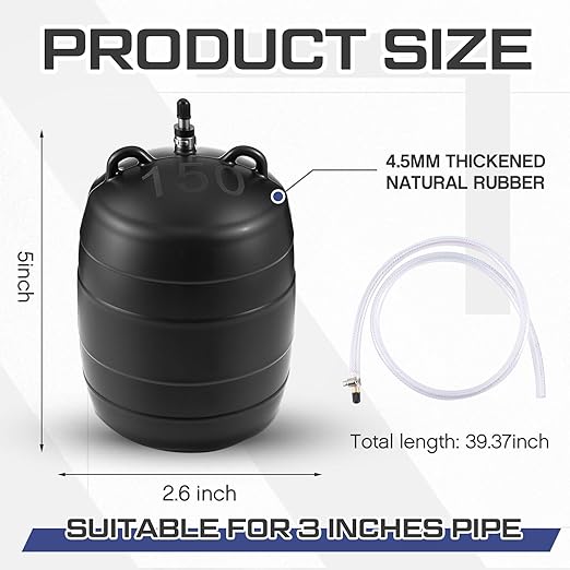 6 Inch Inflatable Pipe Plug Sewer Test Plug with 39.37 Extension Hose Rubber Plumbing Test Balloon for Sewage Pipeline Inspection