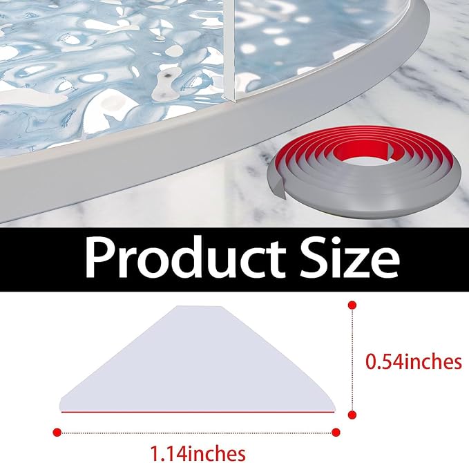 Raycity Shower Threshold Water Dam Barrier,Shower Door and Kitchen Water Strip Dam Shower Guard for Dry And Wet Separation Caulk Seal Strip Edge Trim(98Inches/Grey)