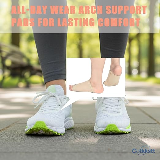 8Pcs Arch Support Sleeves Wraps for Flat Feet Plantar Fasciitis Relief - Compression Foot Brace Socks with Gel Cushion Pad - Metatarsal Heel Spur Pain Relief Orthotic Inserts Men Women
