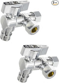 (Pack of 2) EFIELD Dual Outlet Angle Stop Valve, Quarter Turn, 1/2" Expansion F1960 Pex-A Inlet x (3/8 inch x 3/8 inch) Compression Outlets, Chrome Plated Brass,(VALVE203)