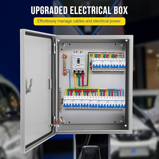 Outdoor Electrical Box,20x16x6 Steel Junction Box, NEMA 4X Electrical Enclosure Box IP66 Waterproof & Dustproof, Universal Electrical Project Box with Lock & Mounting Plate