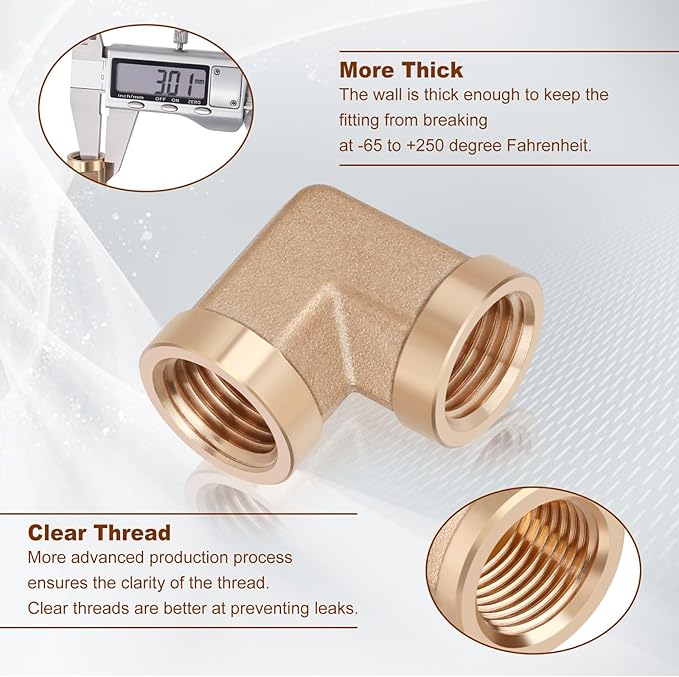 2pcs 1/4” Brass Fittings 90 Degree Barstock Street Elbow 1/4" NPT Female Pipe to 1/4" NPT Female Pipe 1/4 NPT Female Elbow Forged Brass Pipe Fittings
