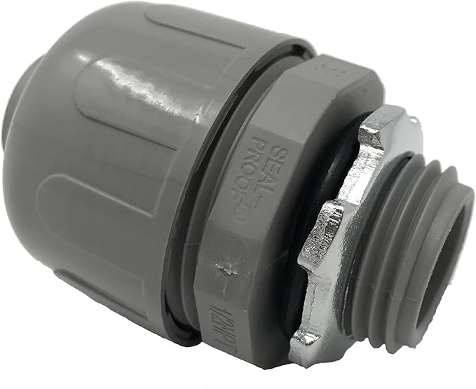 Sealproof 1/2-Inch 25 Pack Nonmetallic Liquid Tight Straight Conduit Connector Fitting, UL Listed, 1/2" Dia