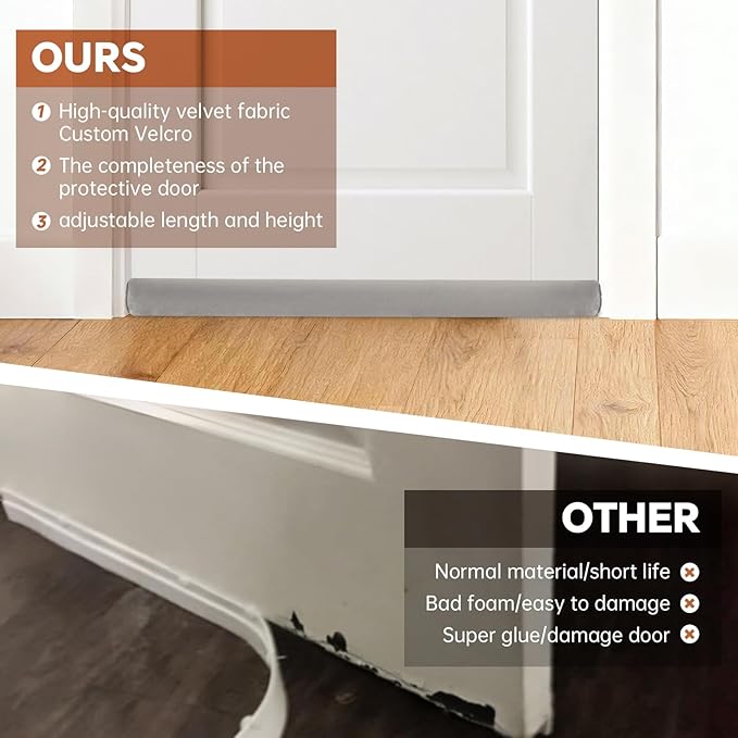 Adjustable Under Door Draft Stopper, 30"-36" Double Side Block Design, Windproof Seal,Noise Blocker, Blocks Cold Air, Draft, Dust, and Light -Grey