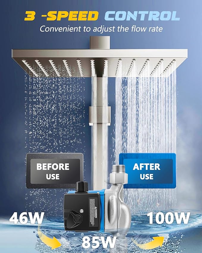 Instant Hot Water Recirculating Pump with Stainless Steel Sensor Valve 20-inch PEX Supply Lines Water Circulator Pump with Smart Plug for Tank Water Heaters 3-Speed Control Extremely Quite