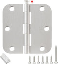 Door Hinges Brushed Nickel - 6 Pack Satin Nickel Door Hinges 3.5 Inch Rounded Interior Door Hinge with 5/8" Radius - 3 1/2" Silver Hinges for Residential Door Hardware