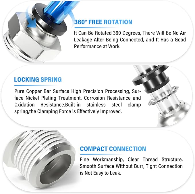 TAILONZ PNEUMATIC Male Straight 6mm Tube OD x 1/2 Inch NPT Thread Push to Connect Fittings PC6-N4 (Pack of 10)
