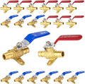20-Pack Foskan Brass PEX-A Expansion Drop Ear Full Port Ball Valve, 1/2" Shut-off Valve for Hot and Cold Water Distribution(Blue and Red)