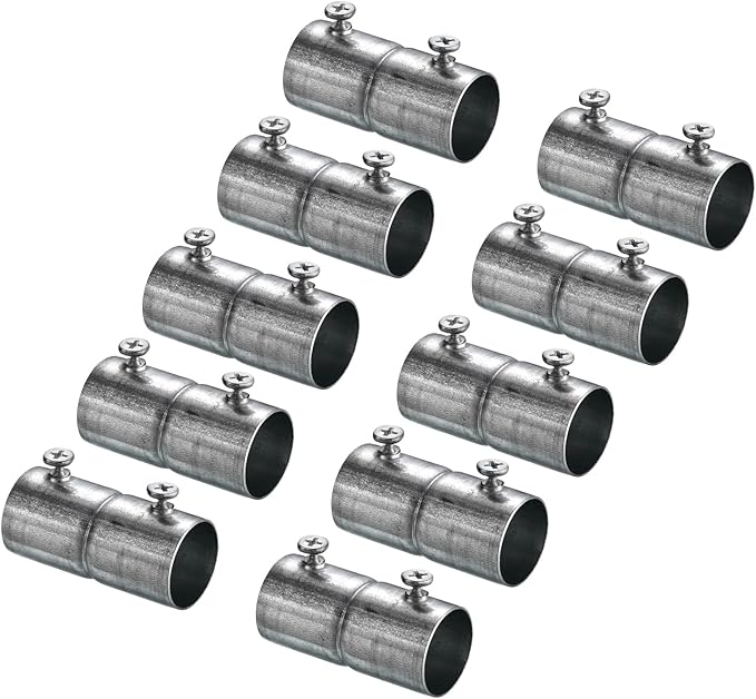 uxcell EMT Coupling, 20mm(13/16 inch) EMT Set Screw Coupling Conduit Fittings 47mm Length Electrical Conduit Pipe Connector 0.6mm Wall Thick, 10 Pack