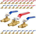 30-Pack Foskan 1/2" PEX Crimp Ball Valve, Brass Quarter Turn Full Port Shut-off Valve for PEX Tubing(Blue and Red)