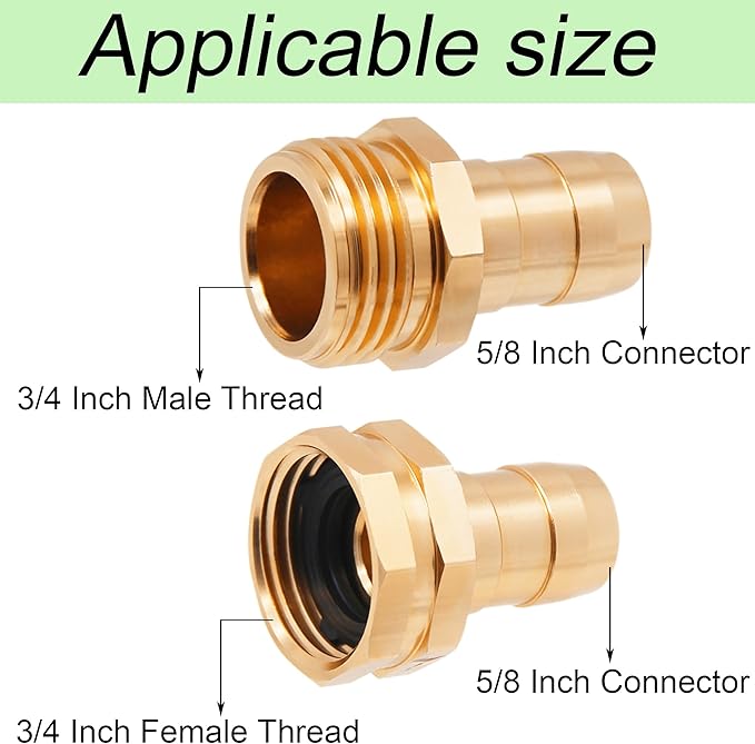 Triumpeek 4 Sets Garden Hose Repair Connector with Clamps, Aluminum Water Hose End Replacement Fit for 3/4" and 5/8" Garden Hose Fittings